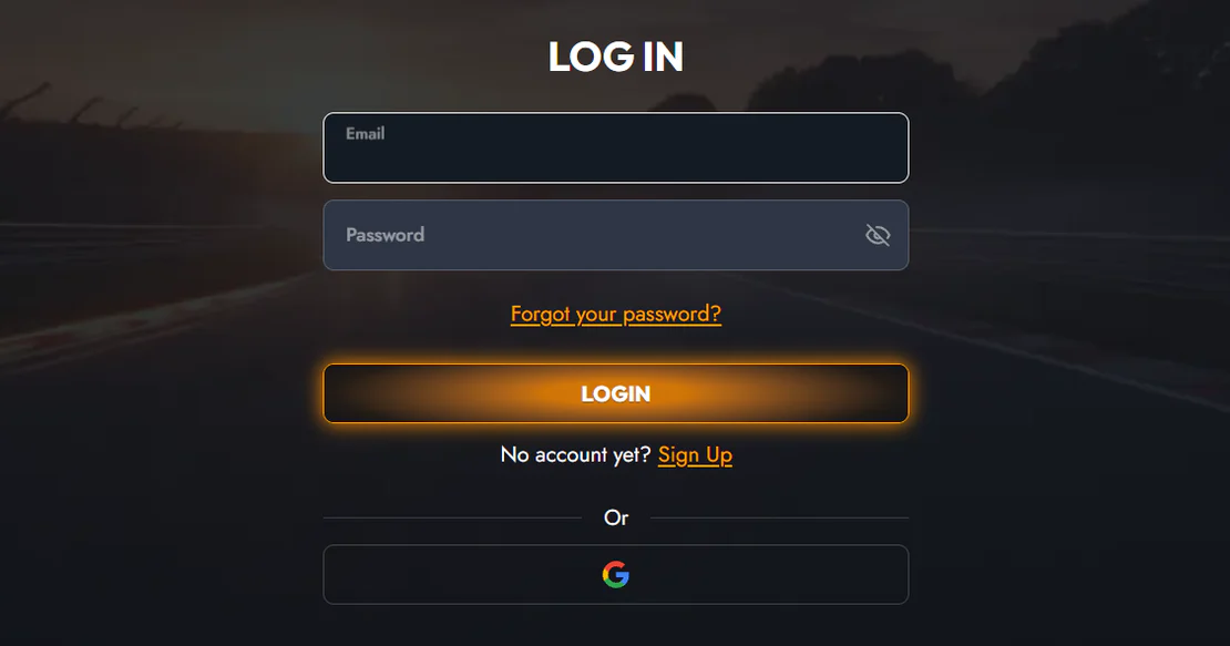 7Gear Casino login page featuring email and password fields, password recovery, Google sign-in and account registration option